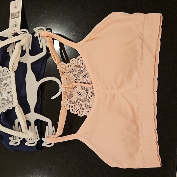 💕LAURA ASHLEY Padded Lace Back Bralettes (3 Pk) Navy Blue Pink White Small NWT - Picture 5 of 15
